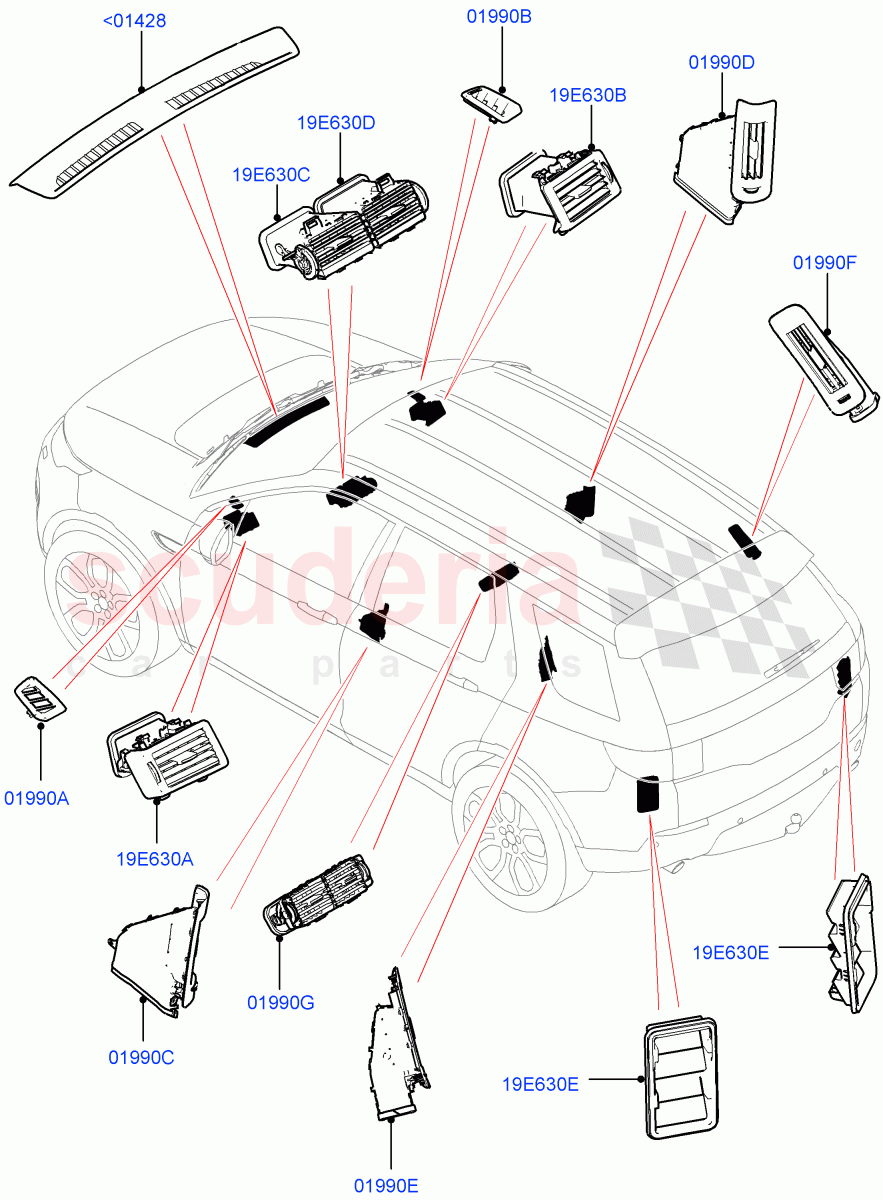 Air Vents, Louvres And Ducts (External Components) (Changsu (China)) ((V) FROMFG000001) of Land Rover Land Rover Discovery Sport (2015+) [2.0 Turbo Petrol AJ200P]