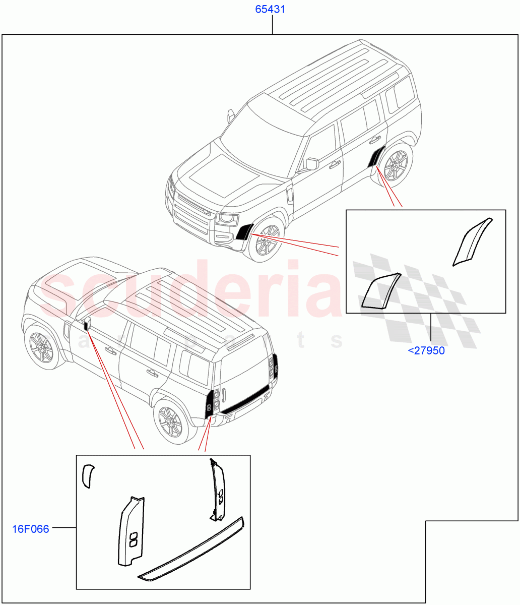 Accessory Pack (Chequered Body Protection Kit) (Standard Wheelbase) of Land Rover Land Rover Defender (2020+) [5.0 OHC SGDI SC V8 Petrol]