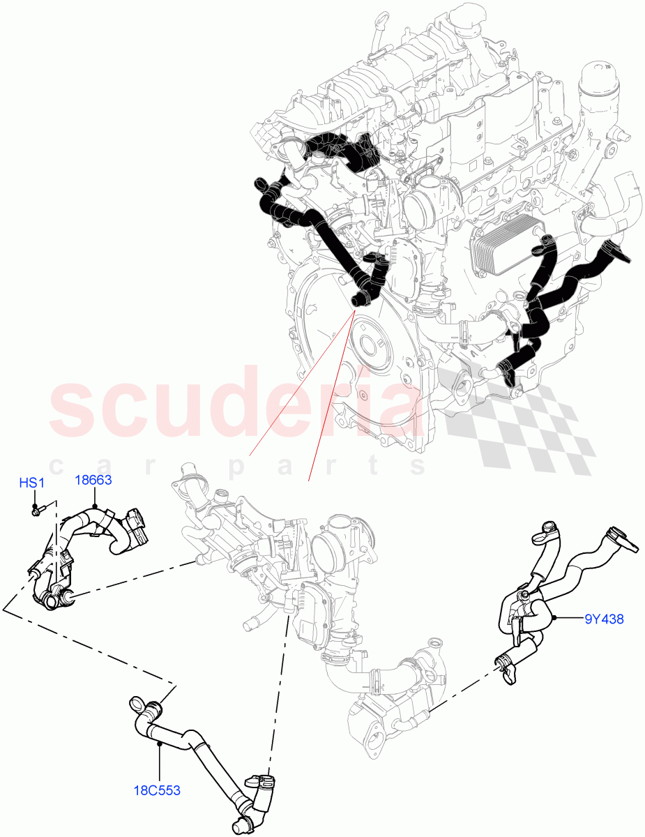 EGR Cooling System (2.0L AJ21D4 Diesel Mid, Halewood (UK)) ((V) FROMMH000001) of Land Rover Land Rover Discovery Sport (2015+) [2.0 Turbo Diesel AJ21D4]