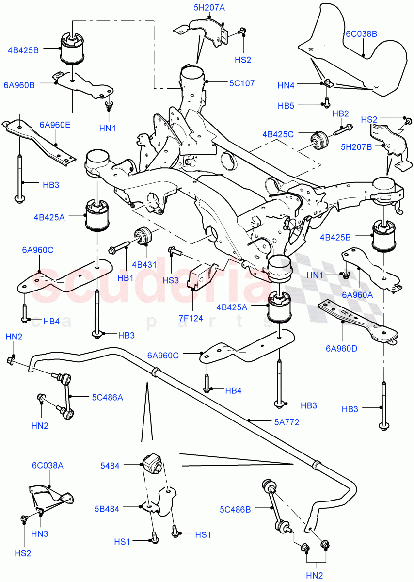 Rear Cross Member & Stabilizer Bar (Changsu (China)) ((V) FROMFG000001, (V) TOKG446856) of Land Rover Land Rover Discovery Sport (2015+) [2.0 Turbo Petrol AJ200P]
