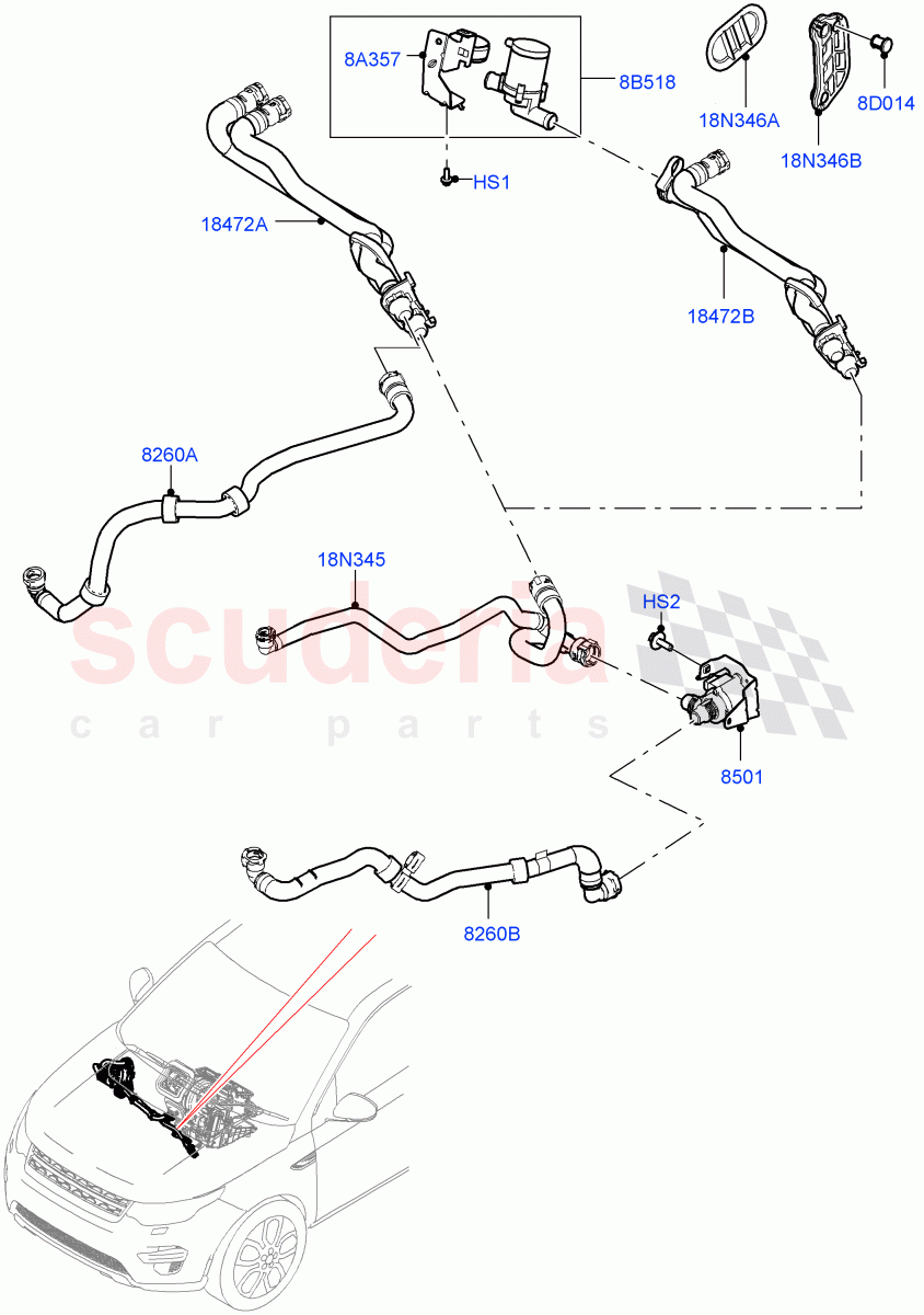 Heater Hoses (2.0L AJ20P4 Petrol High PTA, Changsu (China), 2.0L AJ20P4 Petrol Mid PTA) ((V) FROMKG446857) of Land Rover Land Rover Discovery Sport (2015+) [1.5 I3 Turbo Petrol AJ20P3]