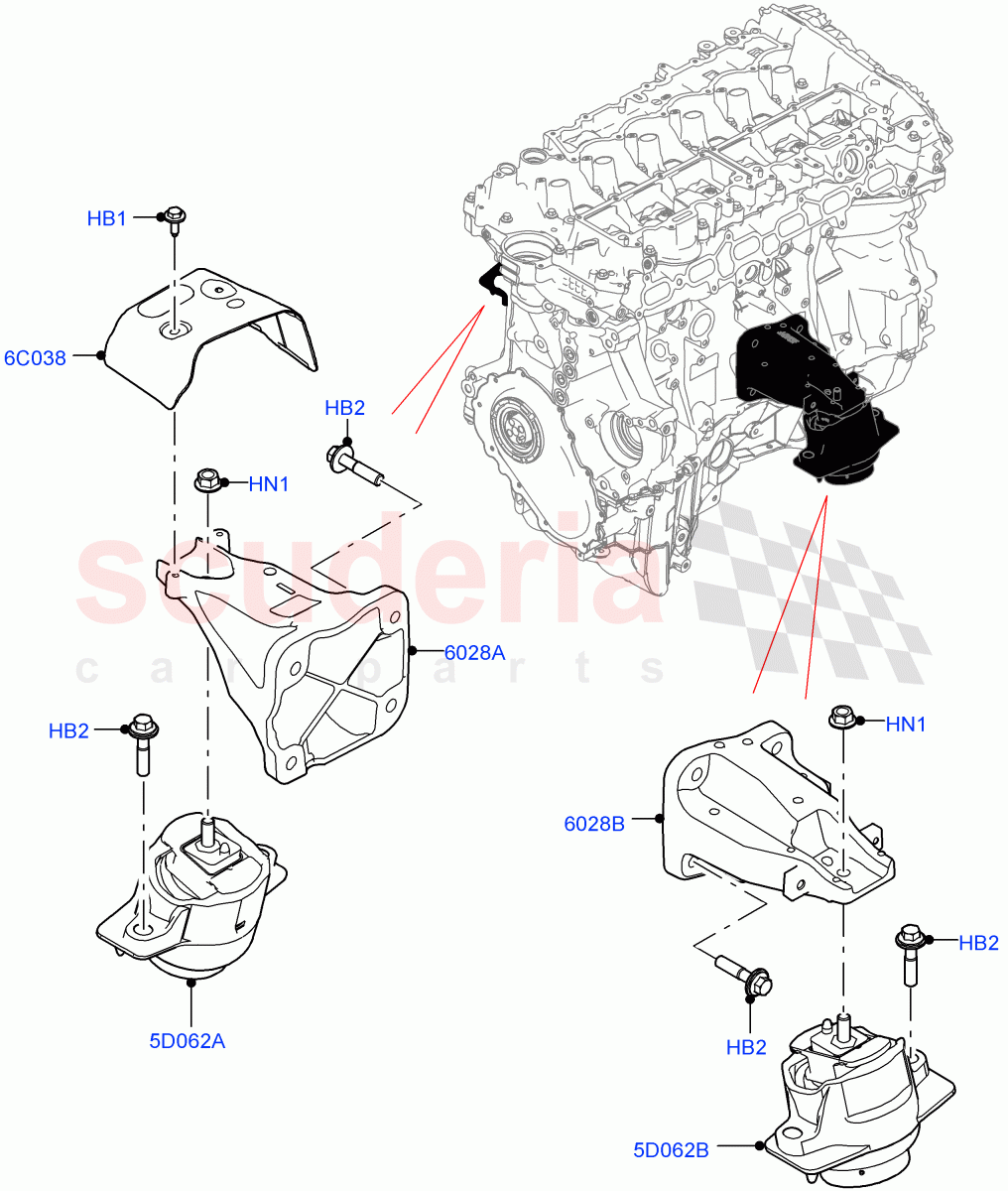 Engine Mounting (3.0L AJ20P6 Petrol High) ((V) FROMMA000001) of Land Rover Land Rover Range Rover Velar (2017+) [2.0 Turbo Petrol AJ200P]