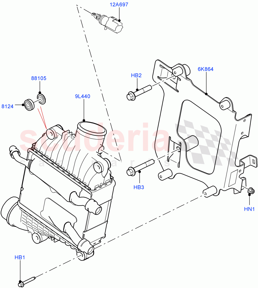 Intercooler/Air Ducts And Hoses (Solihull Plant Build) (2.0L I4 DSL HIGH DOHC AJ200, 2.0L I4 DSL MID DOHC AJ200) ((V) FROMHA000001) of Land Rover Land Rover Range Rover Sport (2014+) [2.0 Turbo Diesel]