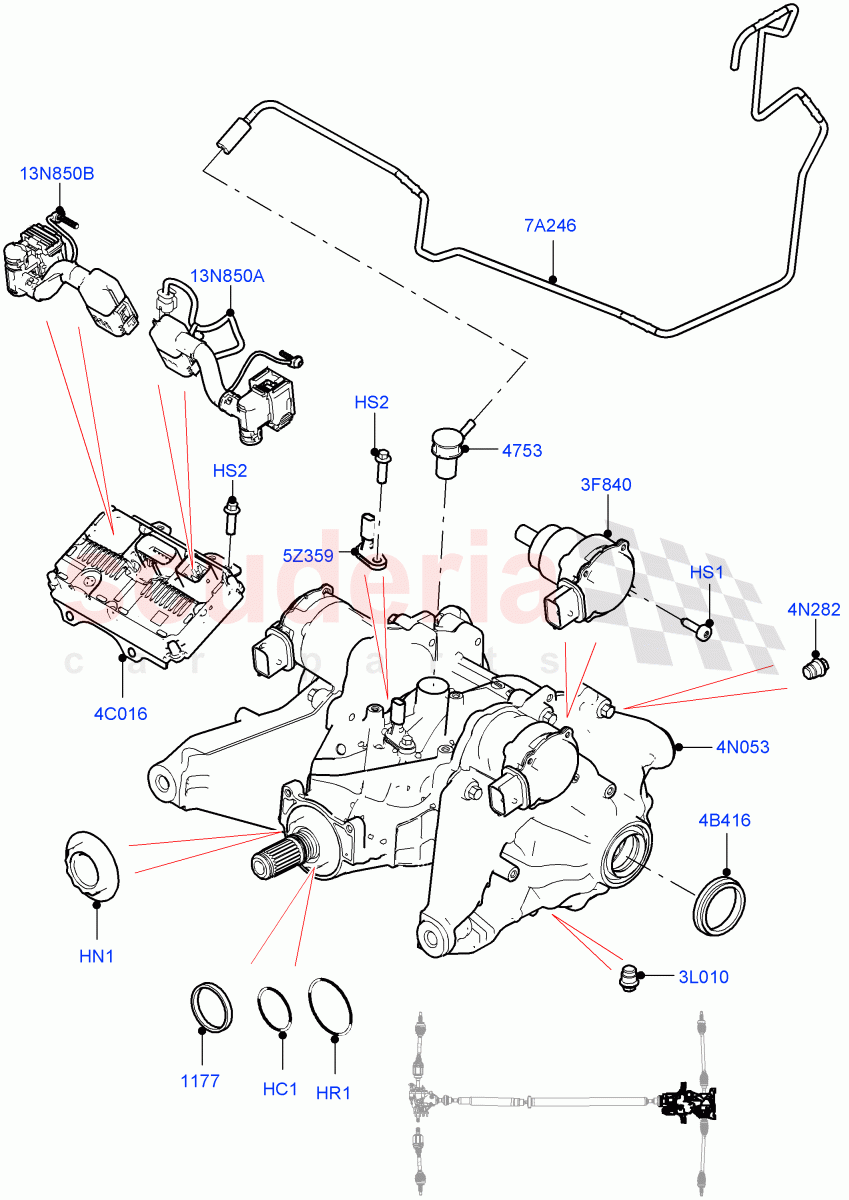 Rear Axle (Itatiaia (Brazil), All Wheel Drive, Dynamic Driveline, Less Electric Engine Battery, Electric Engine Battery-MHEV) of Land Rover Land Rover Range Rover Evoque (2019+) [1.5 I3 Turbo Petrol AJ20P3]