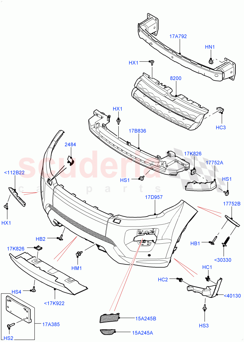Radiator Grille And Front Bumper (Halewood (UK), Less Sales Badge, Sport/Dynamic) ((V) TOFH999999) of Land Rover Land Rover Range Rover Evoque (2012-2018) [2.0 Turbo Diesel]