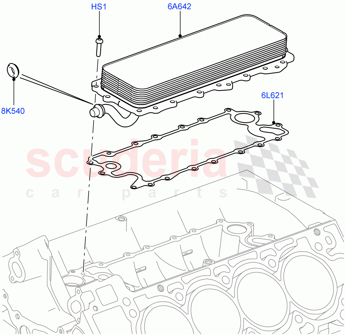 Oil Cooler And Filter (Oil Cooler) (5.0L OHC SGDI NA V8 Petrol - AJ133) ((V) FROMAA000001) of Land Rover Land Rover Discovery 4 (2010-2016) [5.0 OHC SGDI NA V8 Petrol]