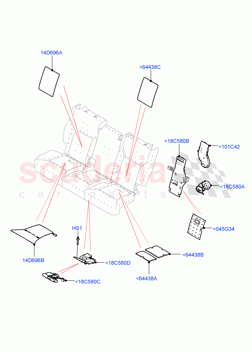 Rear Seat Pads/Valances & Heating (Nitra Plant Build, Heating) (Version - Core, 60/40 Load Through With Slide, Version - R-Dynamic) ((V) FROMK2000001) of Land Rover Land Rover Discovery 5 (2017+) [3.0 I6 Turbo Diesel AJ20D6]
