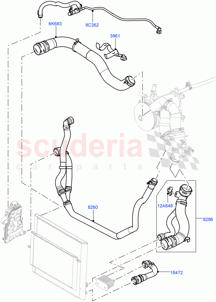 Cooling System Pipes And Hoses (5.0L OHC SGDI NA V8 Petrol - AJ133) ((V) FROMAA000001) of Land Rover Land Rover Range Rover (2010-2012) [5.0 OHC SGDI NA V8 Petrol]