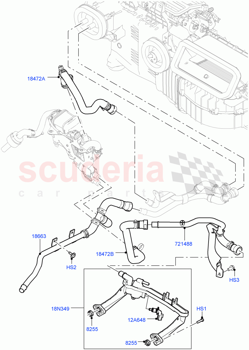 Heater Hoses (Front) (3.0L DOHC GDI SC V6 PETROL, Fuel Heater W/Pk Heat With Remote, Fuel Fired Heater With Park Heat) ((V) FROMKA000001) of Land Rover Land Rover Range Rover Sport (2014+) [2.0 Turbo Petrol AJ200P]
