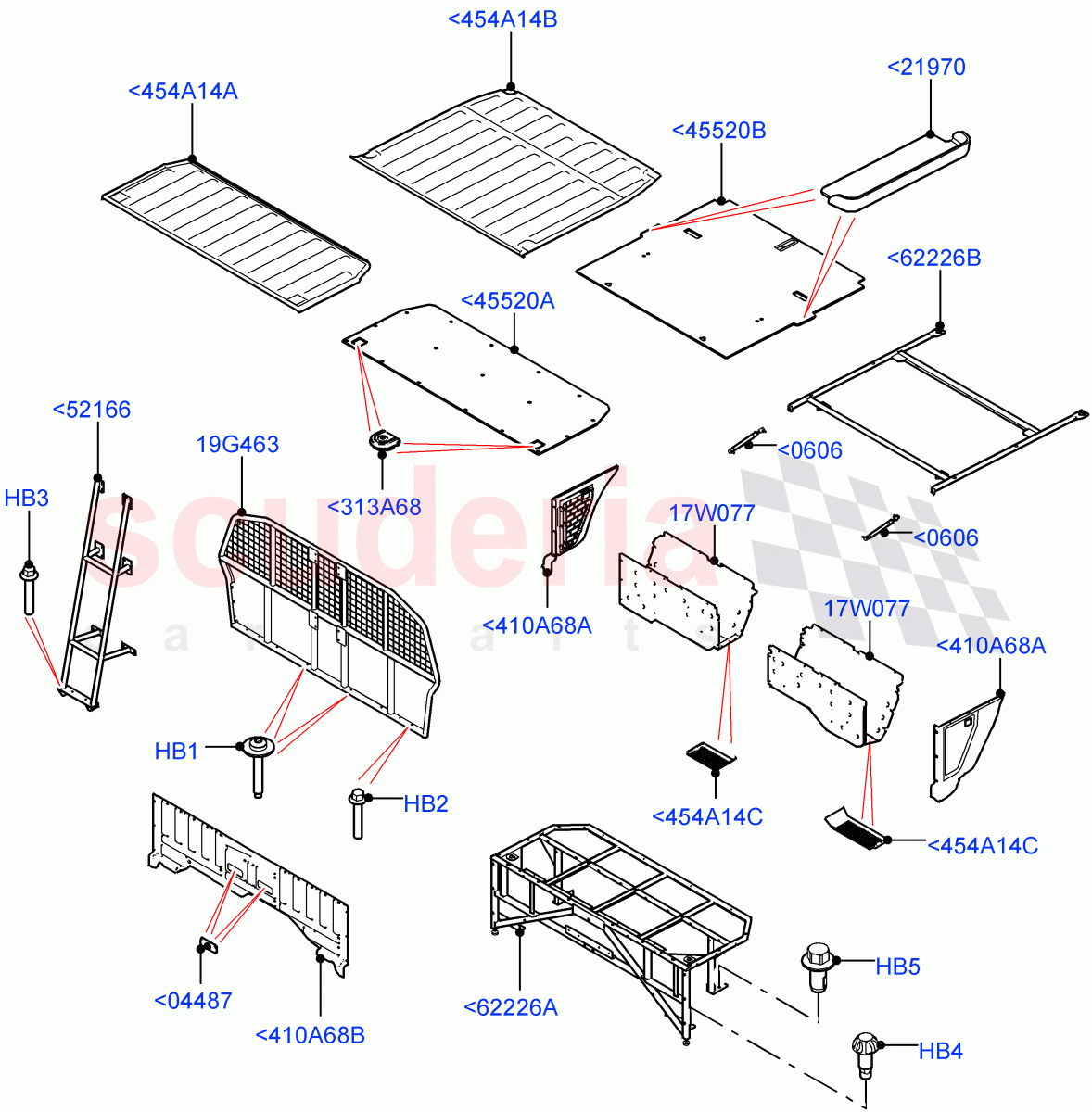 Load Compartment Trim (Nitra Plant Build, Commercial) (Version - Commercial, With 2 Seat Configuration) ((V) FROMK2000001, (V) TOL2999999) of Land Rover Land Rover Discovery 5 (2017+) [3.0 Diesel 24V DOHC TC]