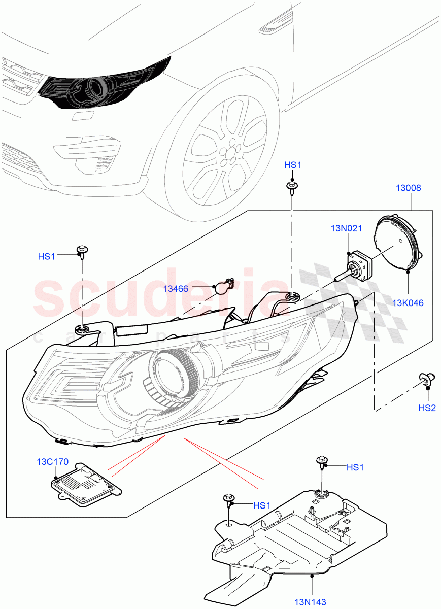 Headlamps And Front Flasher Lamps (Changsu (China), With BI - Xenon Headlamps, With Adaptive Headlamps Bi Xenon, Headlamps - LED Premium, Headlamps - LED Matrix, Headlamps - LED) ((V) FROMFG000001) of Land Rover Land Rover Discovery Sport (2015+) [2.2 Single Turbo Diesel]