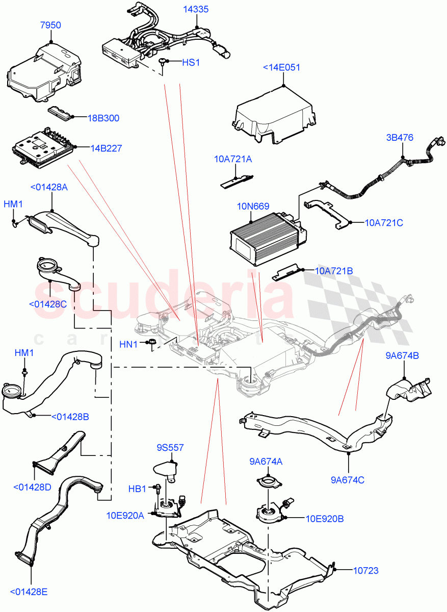 Hybrid Electrical Modules (MHEV Battery Housing, Cooling Ducts and Fans) (Electric Engine Battery-MHEV) of Land Rover Land Rover Defender (2020+) [5.0 OHC SGDI SC V8 Petrol]