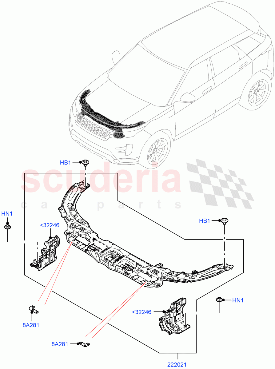 Front Panels, Aprons & Side Members (Front Panel) (Changsu (China)) of Land Rover Land Rover Range Rover Evoque (2019+) [2.0 Turbo Diesel AJ21D4]