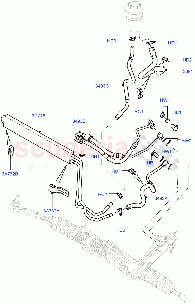 Supply & Return Hoses - Power Strg (3.6L V8 32V DOHC EFi Diesel Lion) ((V) FROMAA000001) of Land Rover Land Rover Range Rover (2010-2012) [5.0 OHC SGDI NA V8 Petrol]