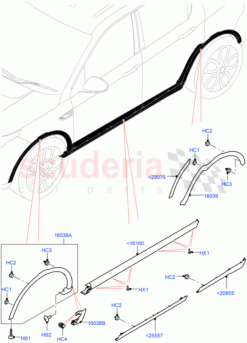 Body Mouldings (Changsu (China)) ((V) FROMFG000001) of Land Rover Land Rover Discovery Sport (2015+) [1.5 I3 Turbo Petrol AJ20P3]