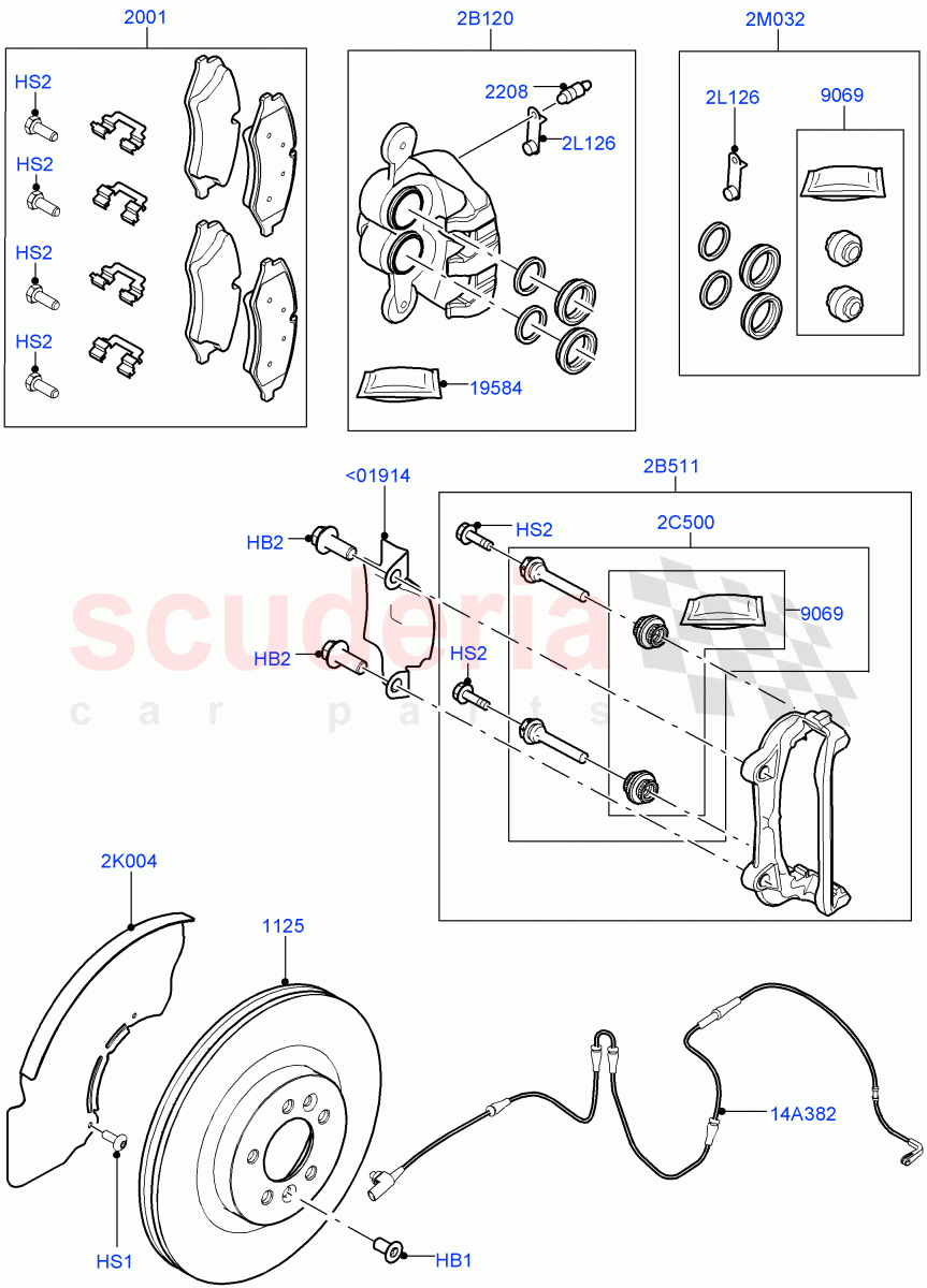 Front Brake Discs And Calipers ((V) TOHA999999) of Land Rover Land Rover Discovery 5 (2017+) [3.0 DOHC GDI SC V6 Petrol]