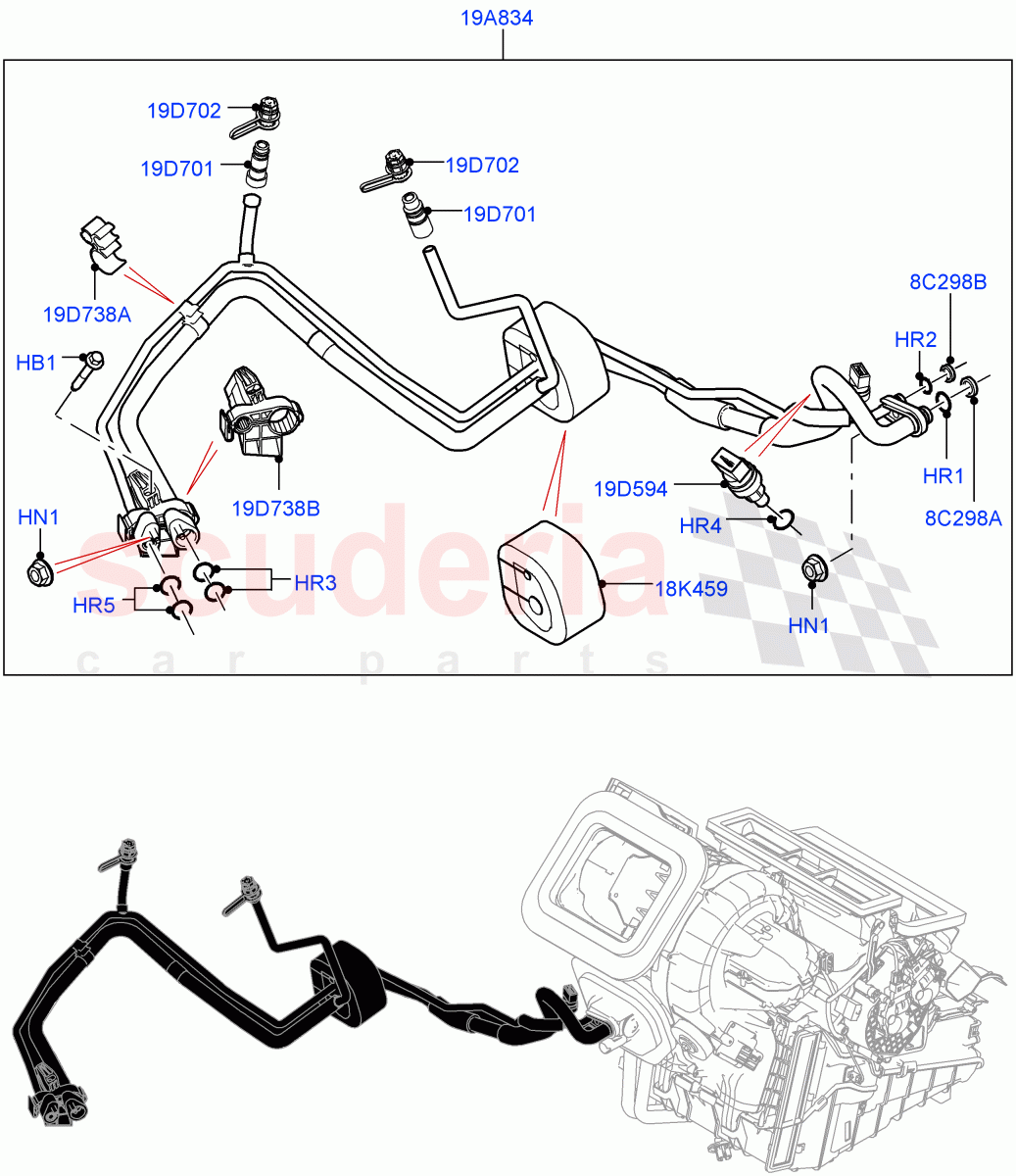 Air Conditioning System (Halewood (UK), Less Chiller Unit, Air Conditioning Refrigerant-R134A) ((V) FROMGH000001, (V) TOKH999999) of Land Rover Land Rover Discovery Sport (2015+) [2.0 Turbo Petrol AJ200P]