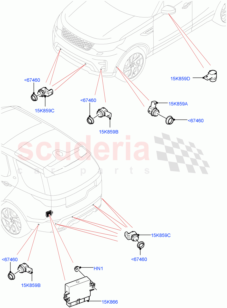 Parking Distance Control (Nitra Plant Build) ((V) FROMK2000001, (V) TOL2999999) of Land Rover Land Rover Discovery 5 (2017+) [3.0 I6 Turbo Petrol AJ20P6]