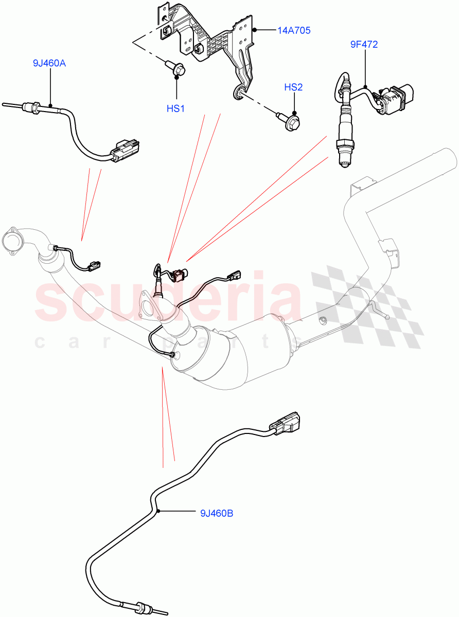 Exhaust Sensors And Modules (3.0L 24V V6 Turbo Diesel Std Flow, Euro Stage 4 Emissions, 3.0 V6 Diesel Electric Hybrid Eng) of Land Rover Land Rover Range Rover (2012-2021) [3.0 Diesel 24V DOHC TC]