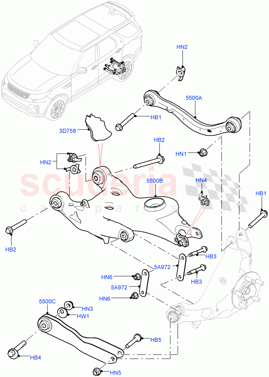 Rear Suspension Arms (Nitra Plant Build) ((V) FROMK2000001) of Land Rover Land Rover Discovery 5 (2017+) [2.0 Turbo Diesel]