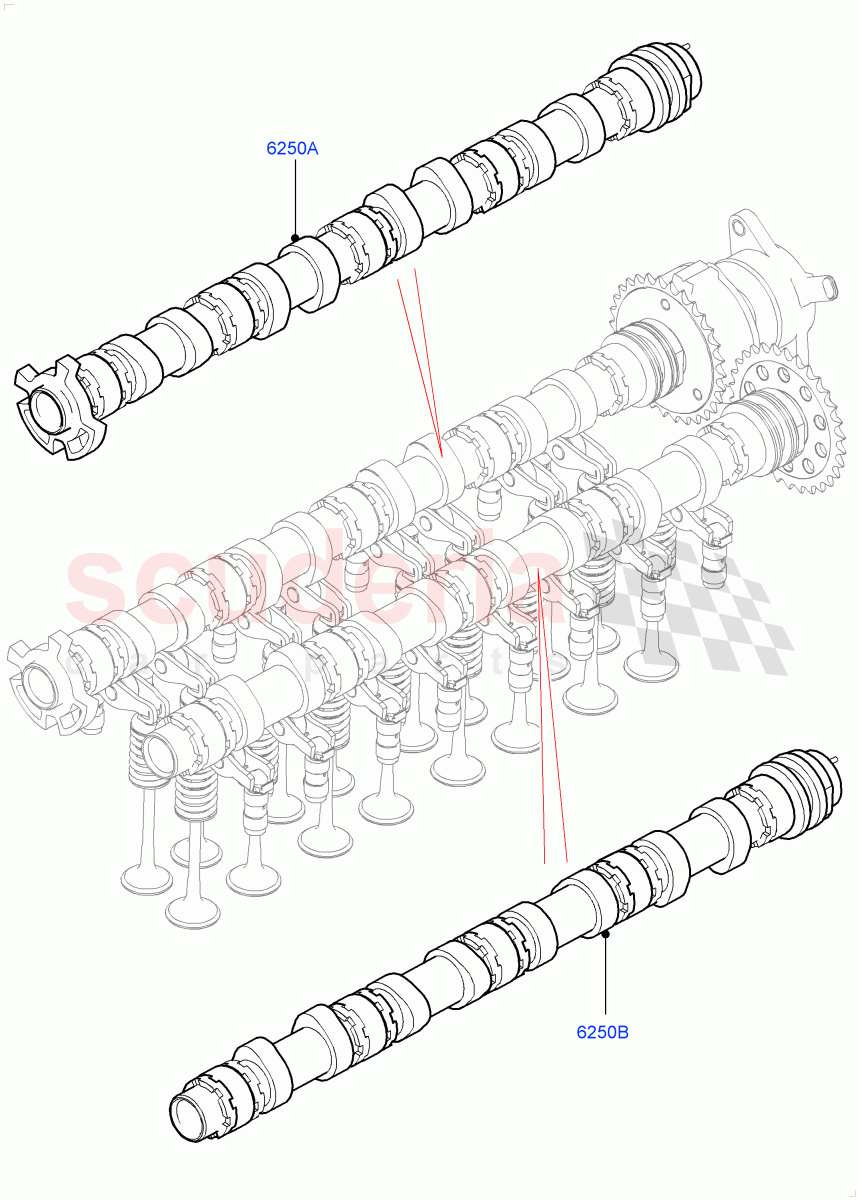 Camshaft (Nitra Plant Build) (2.0L I4 DSL MID DOHC AJ200, 2.0L I4 DSL HIGH DOHC AJ200) ((V) FROMK2000001) of Land Rover Land Rover Discovery 5 (2017+) [2.0 Turbo Diesel]