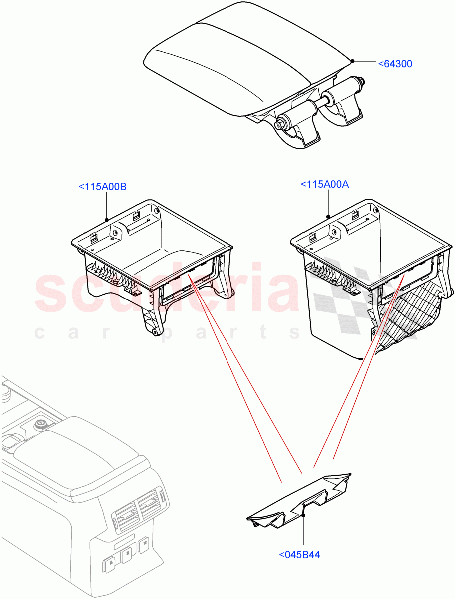 Console - Floor (For Stowage Boxes And Lids) of Land Rover Land Rover Range Rover Velar (2017+) [3.0 I6 Turbo Petrol AJ20P6]