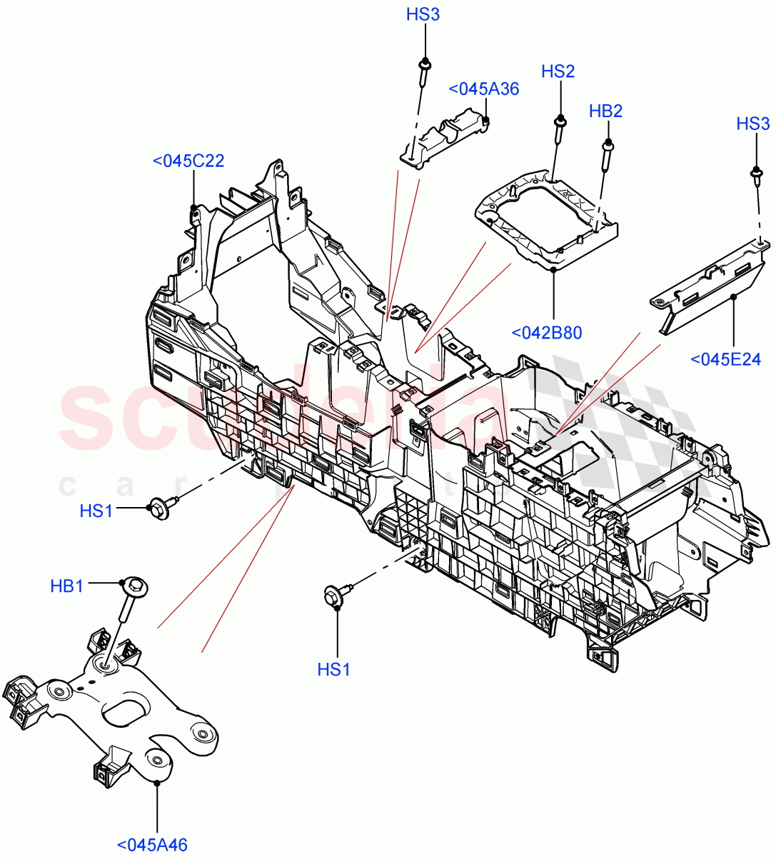 Console - Floor (Internal Components) (Itatiaia (Brazil)) of Land Rover Land Rover Range Rover Evoque (2019+) [2.0 Turbo Diesel AJ21D4]