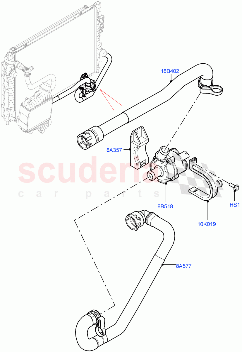 Water Pump (2.0L AJ20P4 Petrol Mid PTA, Changsu (China), High Engine Cooling, Low Engine Cooling, Medium Engine Cooling) of Land Rover Land Rover Range Rover Evoque (2019+) [2.0 Turbo Petrol AJ200P]