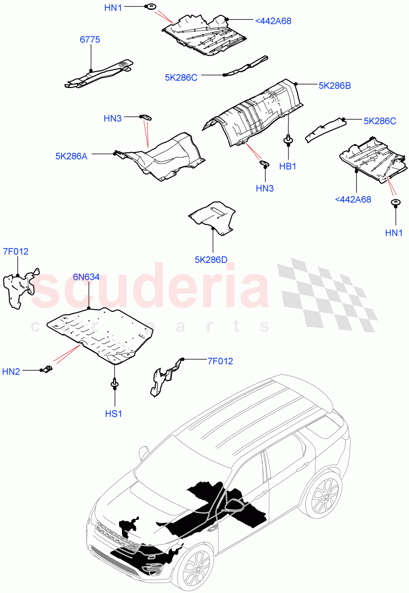 Splash And Heat Shields (Body, Front) (Changsu (China)) ((V) FROMFG000001, (V) TOKG446856) of Land Rover Land Rover Discovery Sport (2015+) [2.0 Turbo Diesel]