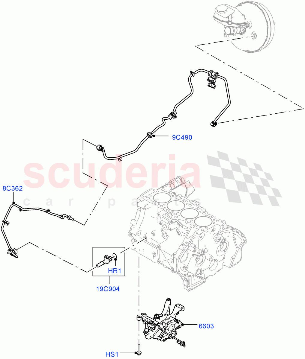 Vacuum Control And Air Injection (2.0L I4 DSL MID DOHC AJ200, Itatiaia (Brazil), Starter - Stop/Start System) ((V) FROMGT000001) of Land Rover Land Rover Range Rover Evoque (2012-2018) [2.0 Turbo Diesel]