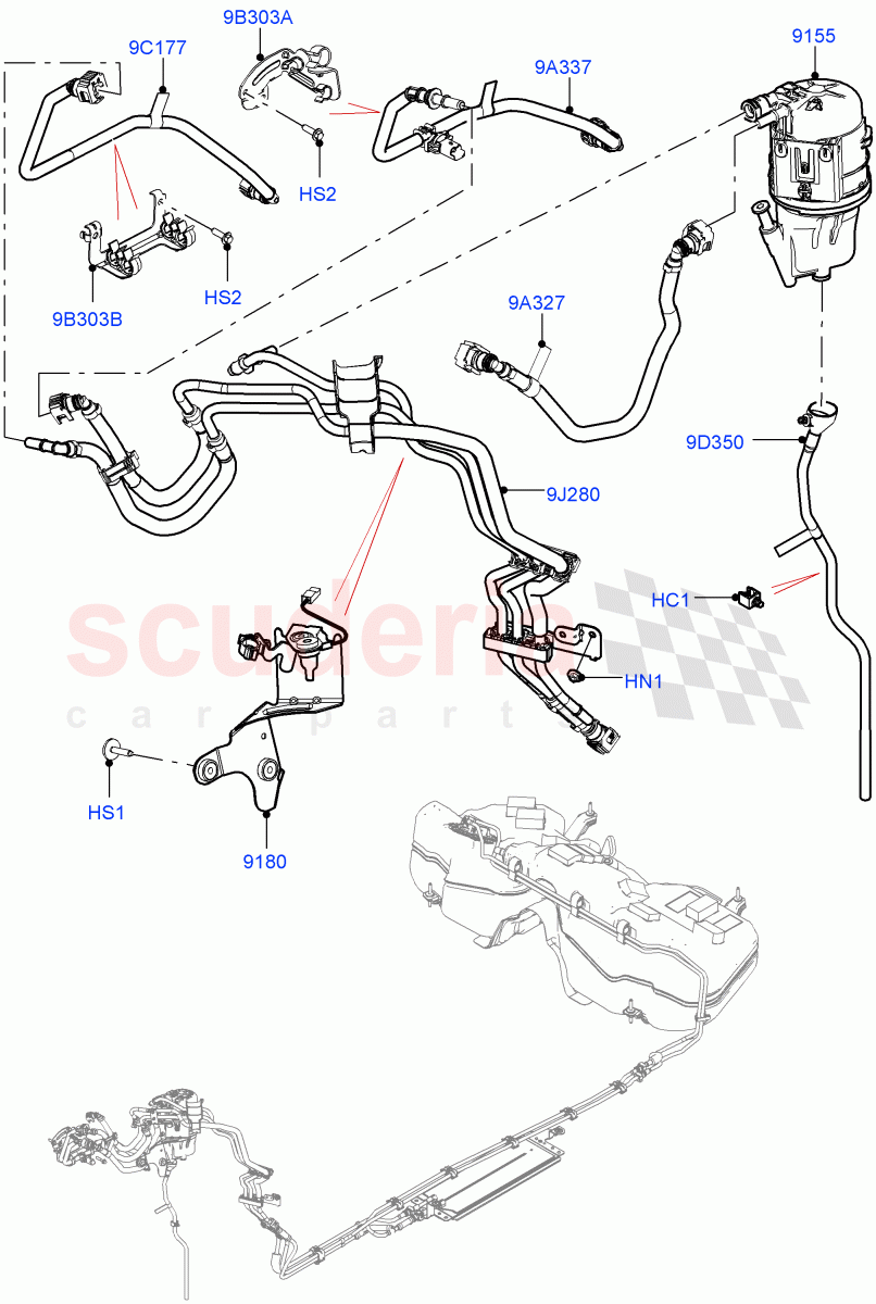 Fuel Lines (Front) (3.0L AJ20D6 Diesel High) ((V) FROMMA000001) of Land Rover Land Rover Range Rover Velar (2017+) [3.0 I6 Turbo Diesel AJ20D6]
