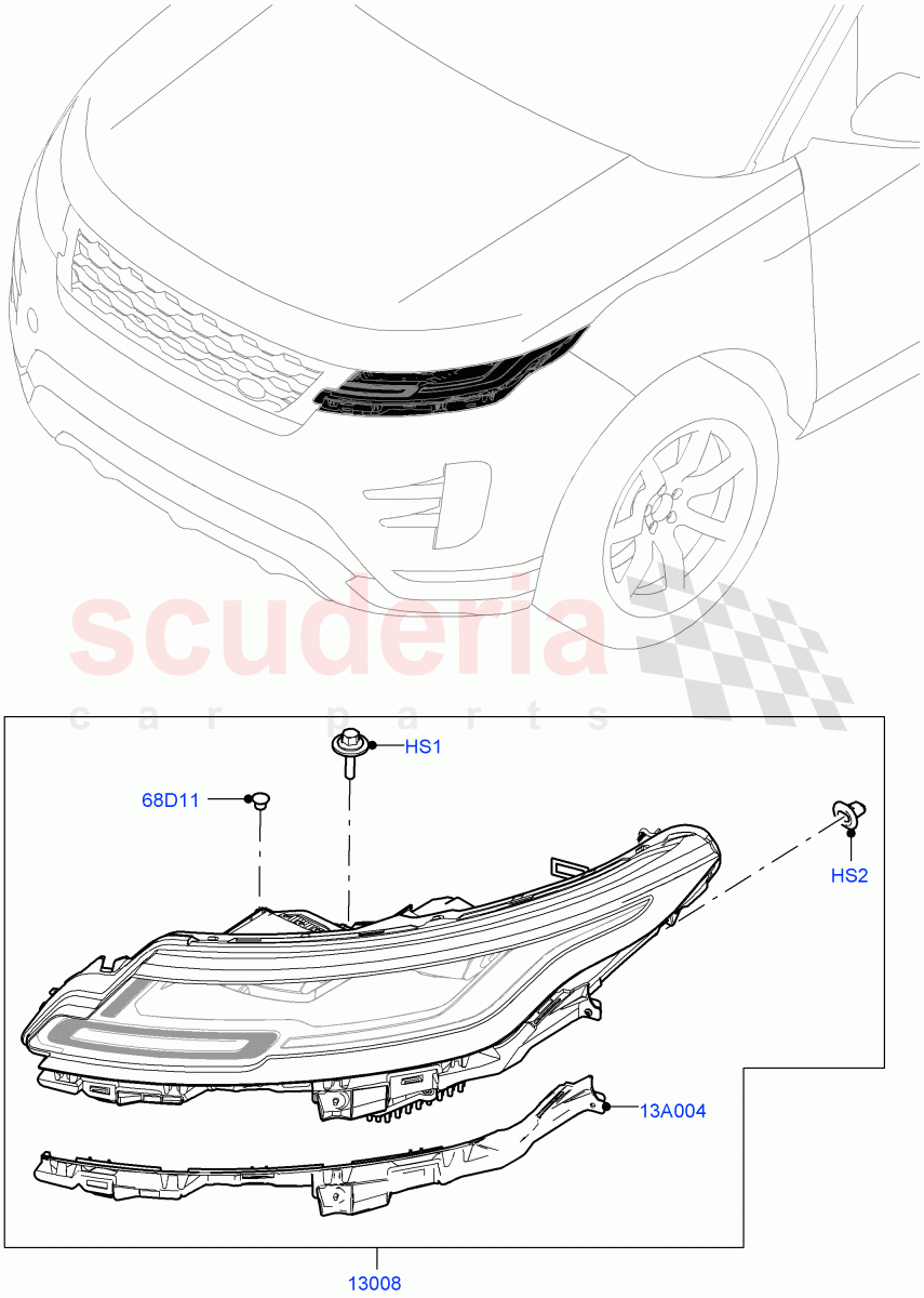 Headlamps And Front Flasher Lamps (Itatiaia (Brazil)) of Land Rover Land Rover Range Rover Evoque (2019+) [2.0 Turbo Diesel]