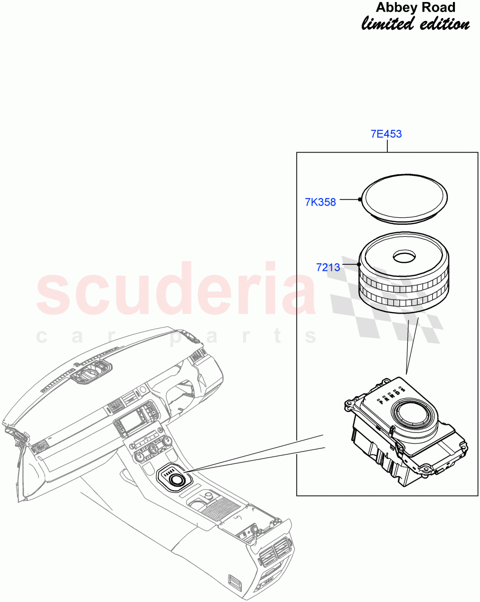 Gear Change-Automatic Transmission (Floor Console, Abbey Road LE) (9 Speed Auto AWD, Rotary Gearshift Knob - Red) ((V) FROMFH000001) of Land Rover Land Rover Range Rover Evoque (2012-2018) [2.2 Single Turbo Diesel]