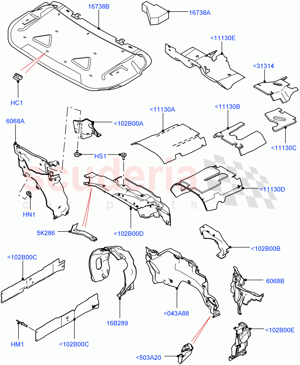 Insulators - Front (Engine Compartment) of Land Rover Land Rover Range Rover Sport (2014+) [4.4 DOHC Diesel V8 DITC]