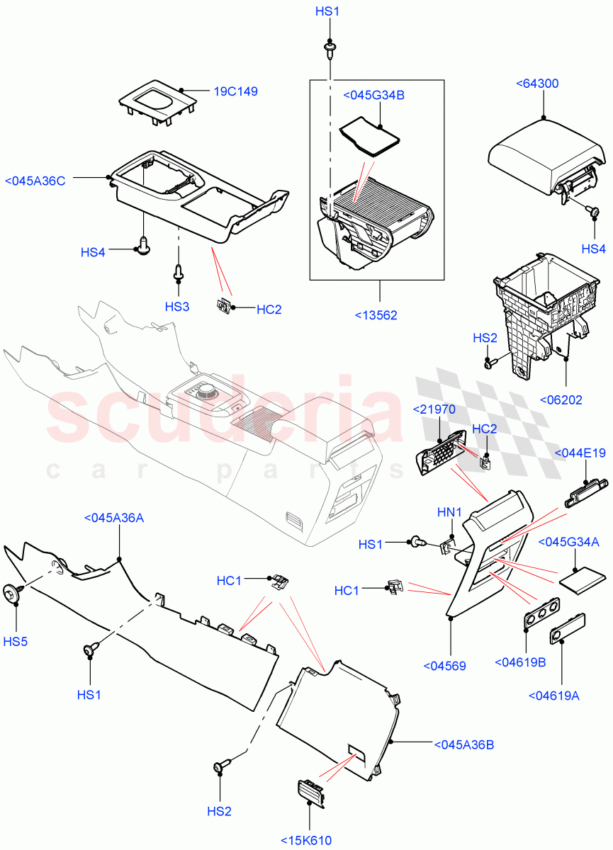Console - Floor (External Components) (Itatiaia (Brazil), Full Floor Console With Armrest) ((V) FROMGT000001, (V) TOKT999999) of Land Rover Land Rover Discovery Sport (2015+) [2.0 Turbo Petrol GTDI]