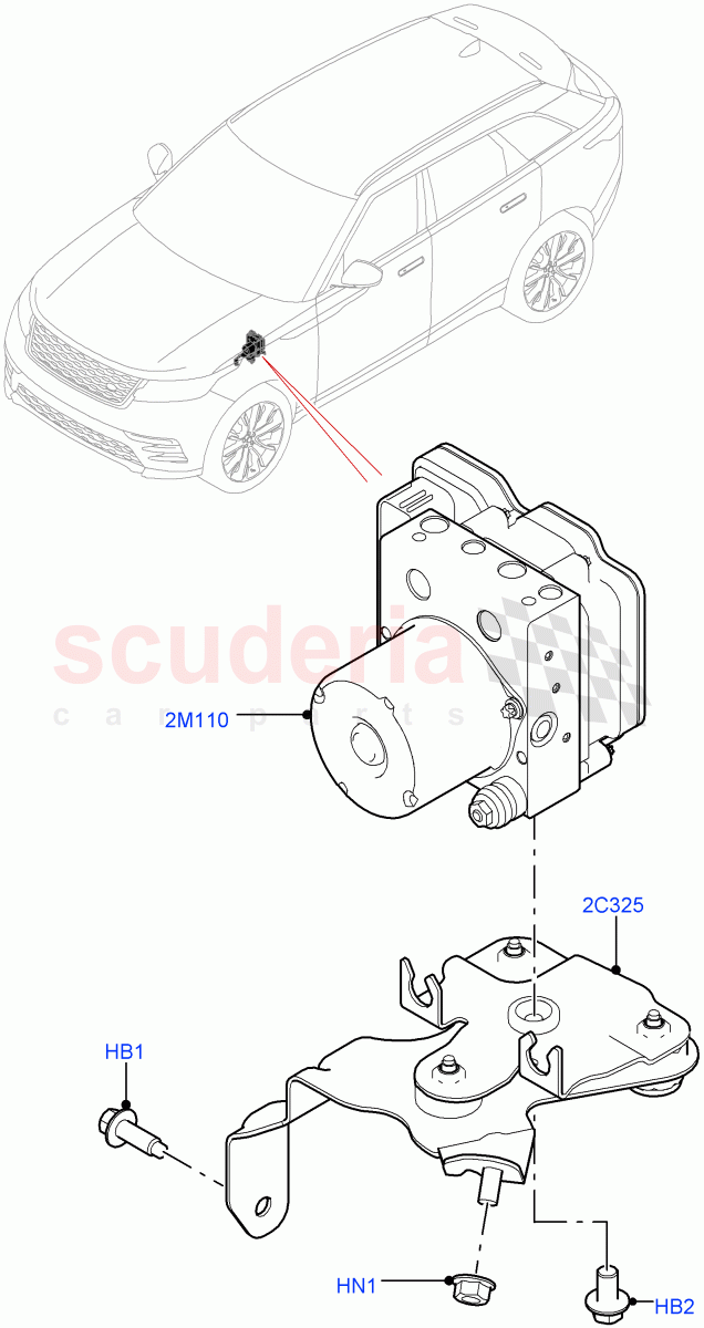 Anti-Lock Braking System (ABS Modulator) ((V) TOLA999999) of Land Rover Land Rover Range Rover Velar (2017+) [3.0 Diesel 24V DOHC TC]
