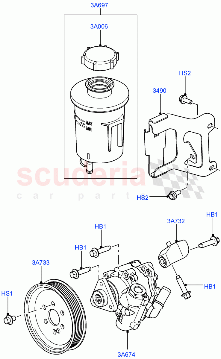 Power Steering Pump Mounting (5.0L OHC SGDI NA V8 Petrol - AJ133, 5.0L OHC SGDI SC V8 Petrol - AJ133) ((V) FROMAA000001) of Land Rover Land Rover Range Rover (2010-2012) [4.4 DOHC Diesel V8 DITC]
