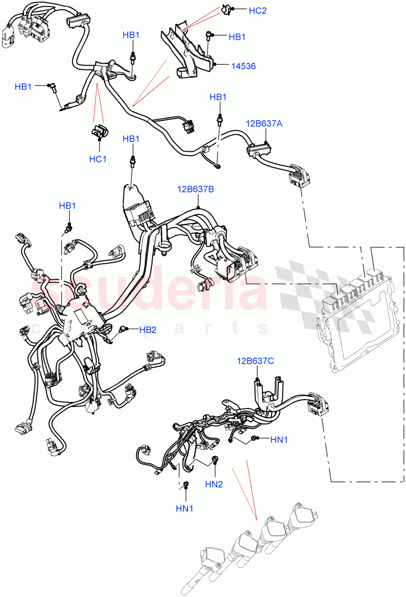 Engine Harness (LH Side) (4.4 V8 Turbo Petrol (NC10)) of Land Rover Land Rover Range Rover (2022+) [3.0 I6 Turbo Petrol AJ20P6]