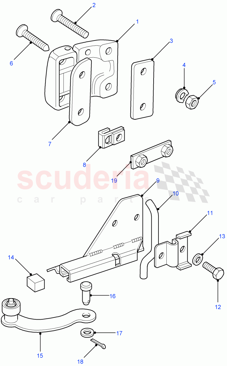 Front Door Hinges & Check Strap ((V) FROM7A000001) of Land Rover Land Rover Defender (2007-2016)