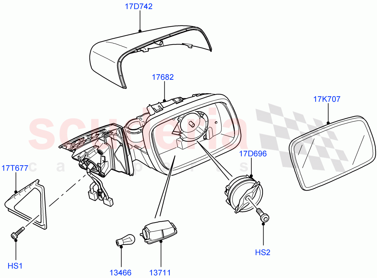 Exterior Rear View Mirror ((V) FROMAA000001) of Land Rover Land Rover Range Rover (2010-2012) [5.0 OHC SGDI SC V8 Petrol]