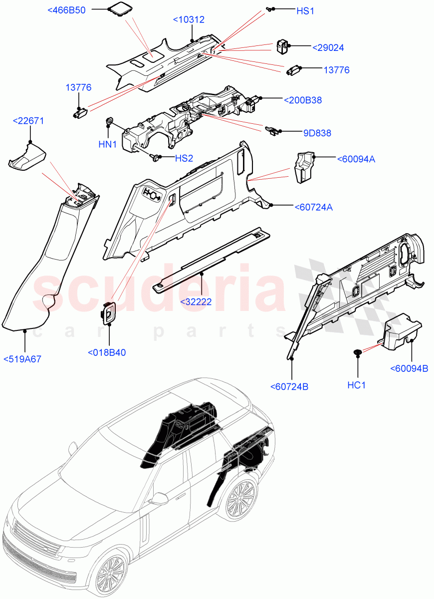 Side Trim (Luggage Compartment) (Less 3rd Row Rear Seat) of Land Rover Land Rover Range Rover (2022+) [4.4 V8 Turbo Petrol NC10]