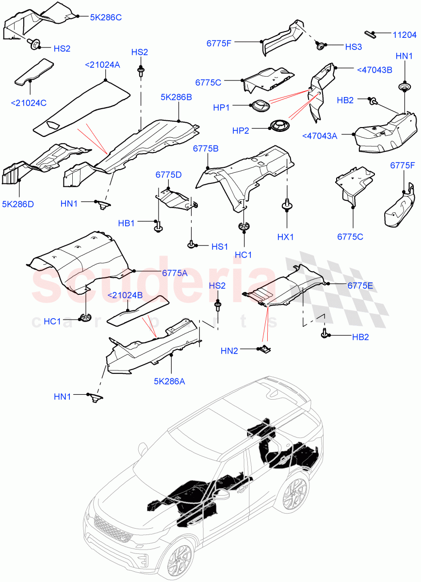 Splash And Heat Shields (Nitra Plant Build, Rear, Centre) ((V) FROMK2000001) of Land Rover Land Rover Discovery 5 (2017+) [2.0 Turbo Diesel]
