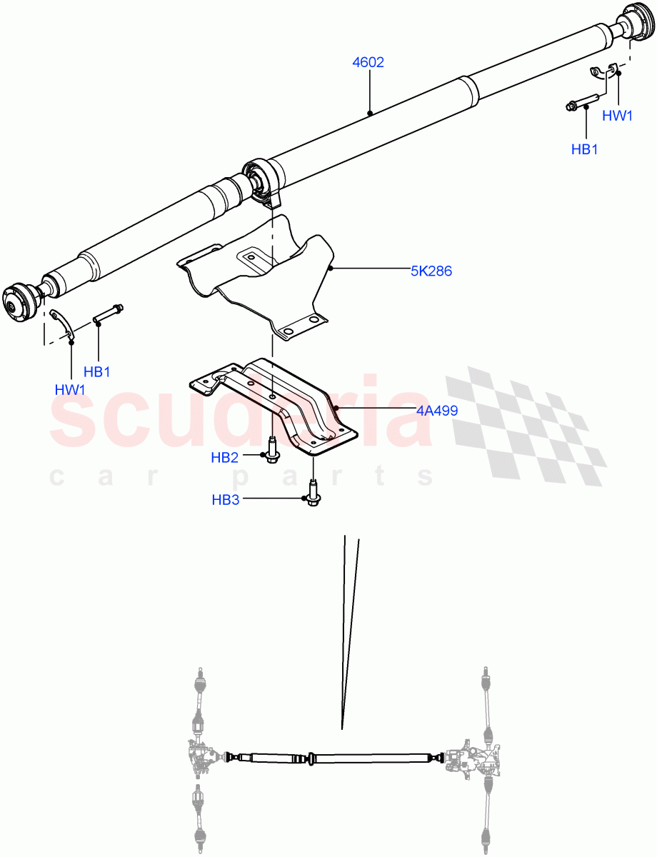 Drive Shaft - Rear Axle Drive (Propshaft) (9 Speed Auto AWD, Changsu (China), Efficient Driveline) ((V) FROMEG000001, (V) TOGG134737) of Land Rover Land Rover Range Rover Evoque (2012-2018) [2.0 Turbo Diesel]
