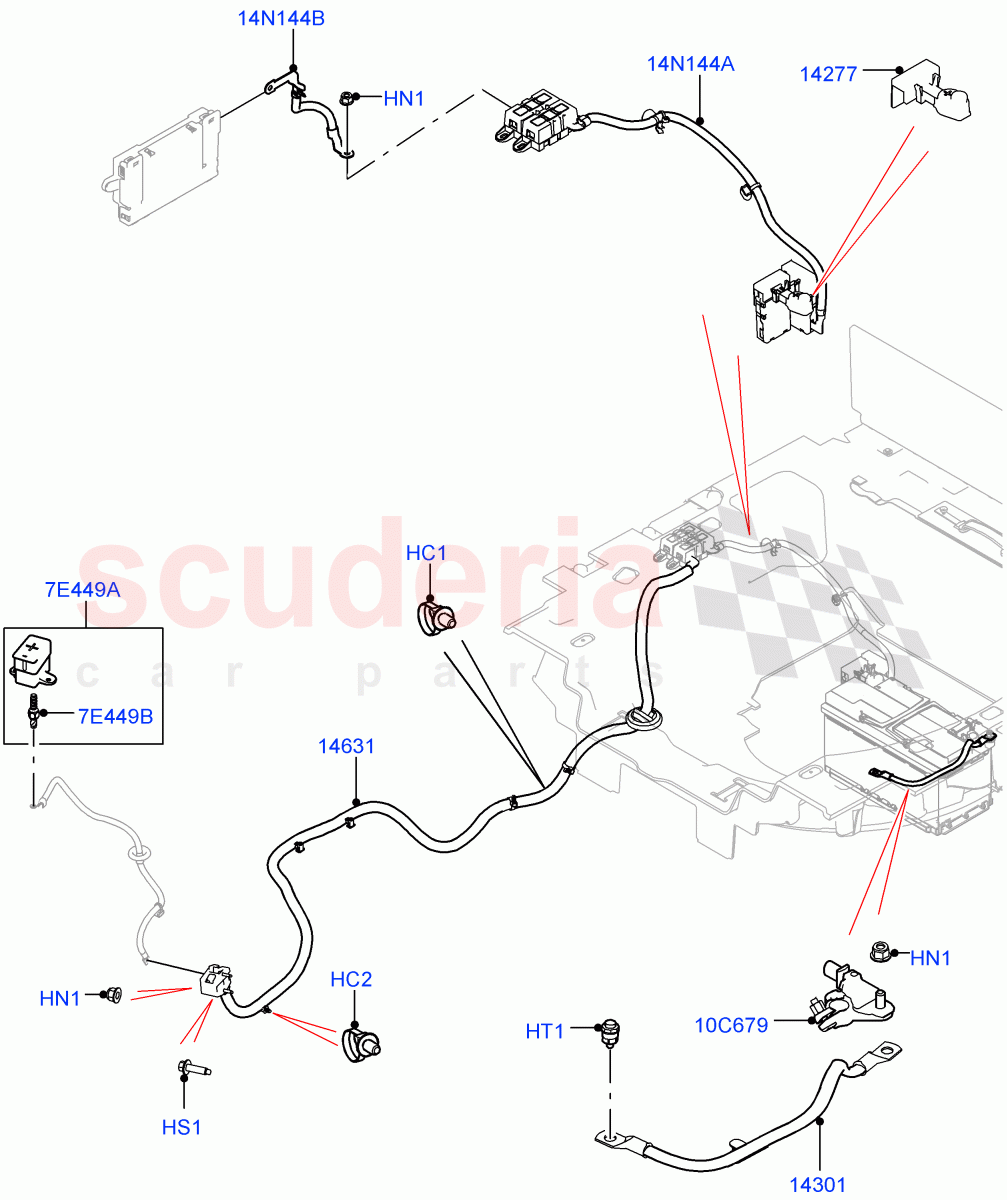 Battery Cables And Horn (Battery Cables) ((V) TOGA999999) of Land Rover Land Rover Range Rover Sport (2014+) [3.0 DOHC GDI SC V6 Petrol]