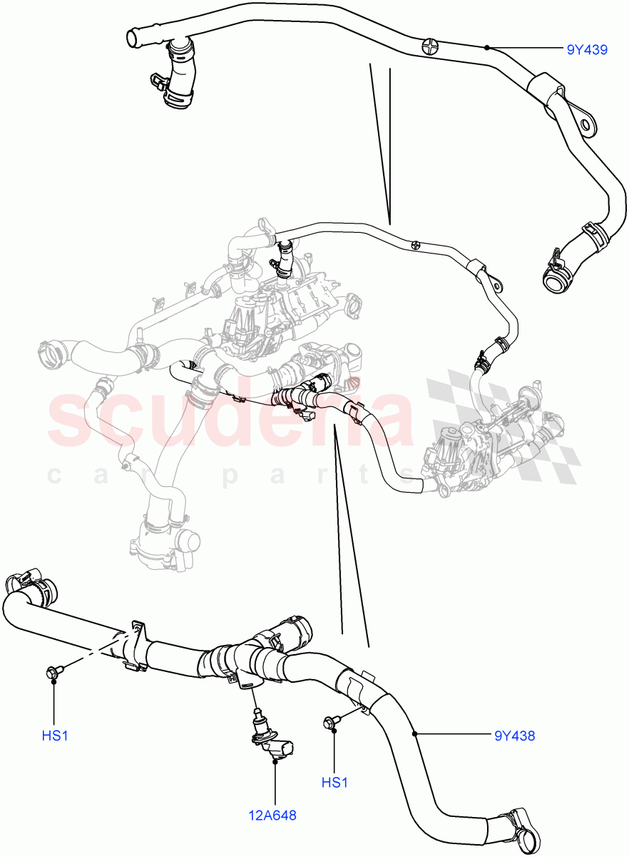 EGR Cooling System (Nitra Plant Build) (3.0 V6 D Low MT ROW, 3.0L 24V V6 Turbo Diesel Std Flow, 3.0L 24V DOHC V6 TC Diesel) ((V) FROMK2000001) of Land Rover Land Rover Discovery 5 (2017+) [3.0 Diesel 24V DOHC TC]