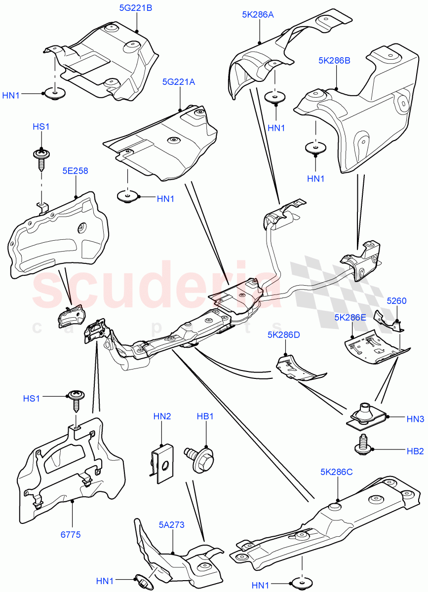 Heat Shields - Exhaust System (Lion Diesel 2.7 V6 (140KW)) ((V) TO9A999999) of Land Rover Land Rover Range Rover Sport (2005-2009) [2.7 Diesel V6]