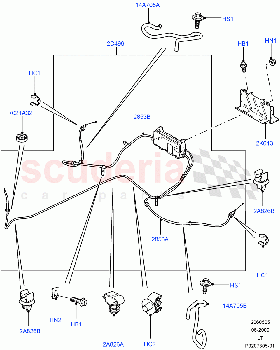 Parking Brake (Parking Brake Cable) ((V) FROMAA000001) of Land Rover Land Rover Range Rover Sport (2010-2013) [5.0 OHC SGDI SC V8 Petrol]