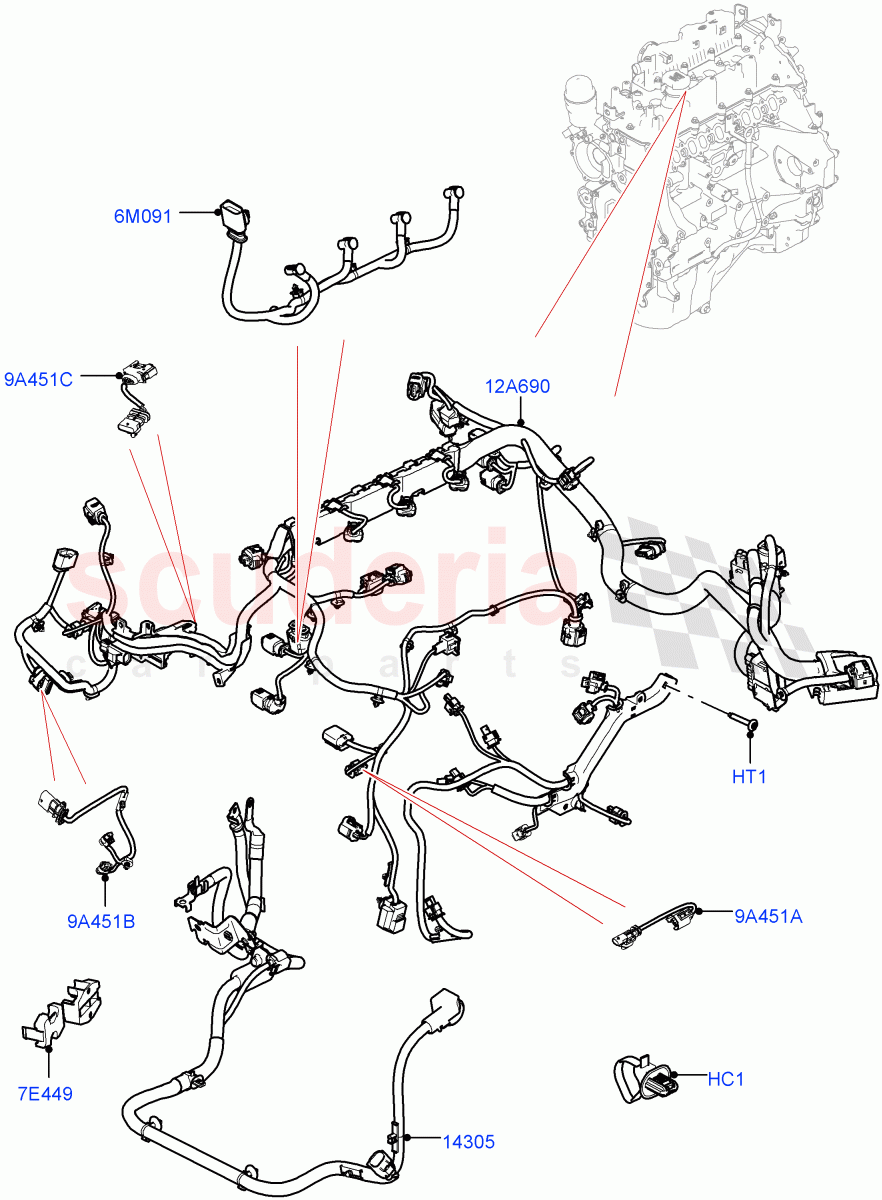 Electrical Wiring - Engine And Dash (2.0L I4 DSL HIGH DOHC AJ200) ((V) FROMHA000001) of Land Rover Land Rover Range Rover Sport (2014+) [5.0 OHC SGDI SC V8 Petrol]