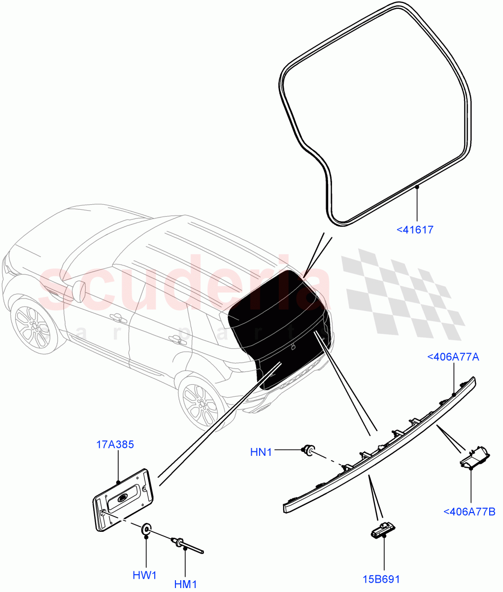 Luggage Compartment Door (Weatherstrips And Seals) (3 Door, Halewood (UK), 5 Door) of Land Rover Land Rover Range Rover Evoque (2012-2018) [2.0 Turbo Diesel]