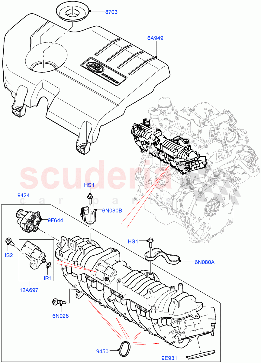 Inlet Manifold (2.0L AJ20D4 Diesel High PTA, Halewood (UK)) of Land Rover Land Rover Range Rover Evoque (2019+) [2.0 Turbo Diesel]